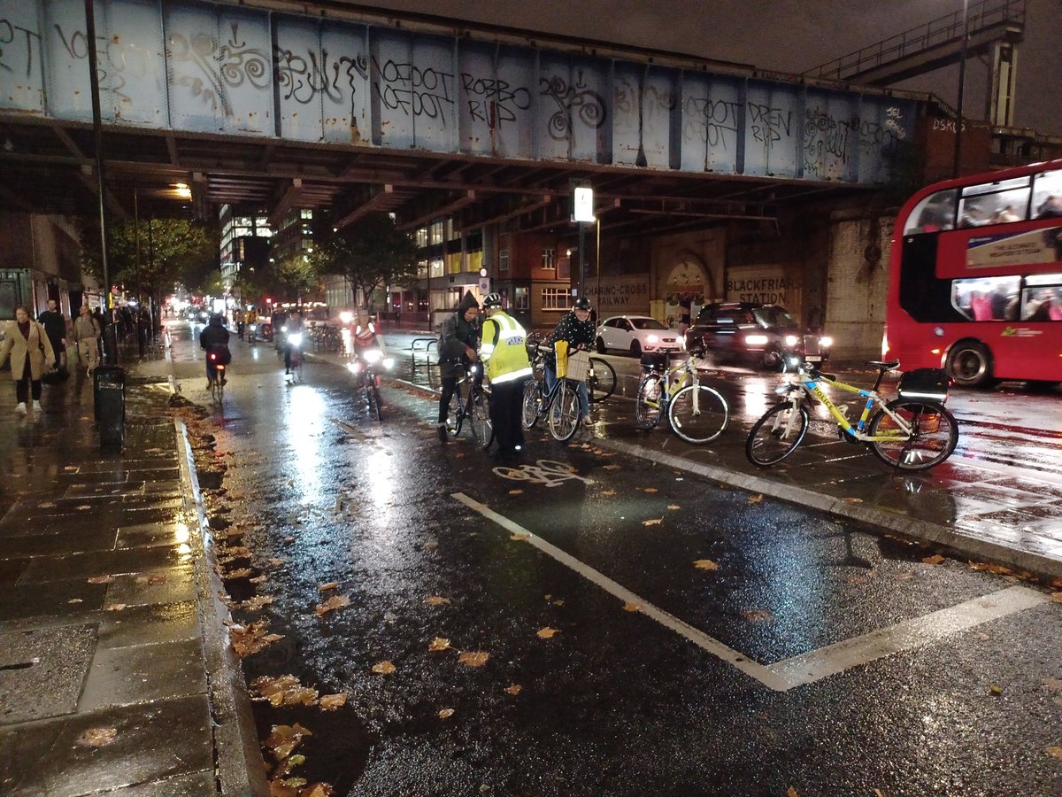 First day after the hour change, great to see so many people still cycling despite the weather.  Most wearing contrasting clothing and having lights on their cycles.  30 sets of lights given to those with no lights to help them get home safely. <a href="/willnorman/">Will Norman</a>