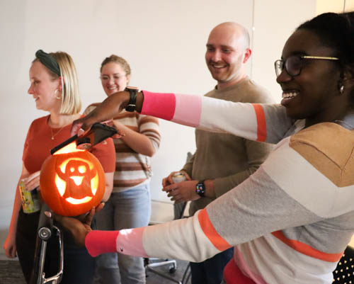 SArchitectsATL's tweet photo. What happens when you get a team of architects to carve pumpkins? 
Well... you get a lot of really good pumpkins and a lot of laughs. Our team had such a good time being able to enjoy each others company and do what they do best... CREATE. 
Happy Halloween from @SArchitectsATL 👻 https://t.co/jTvfuLBML9