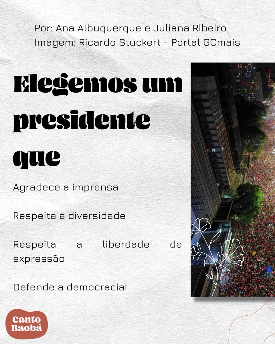 Cantobaoba's tweet photo. Nossa mensagem de hoje vem com muito afeto e esperança ❤️
#eleicoes2022 #cantobaoba #democracia #saudemental #saudeintegral #diversidade https://t.co/HLAEmbzTlE