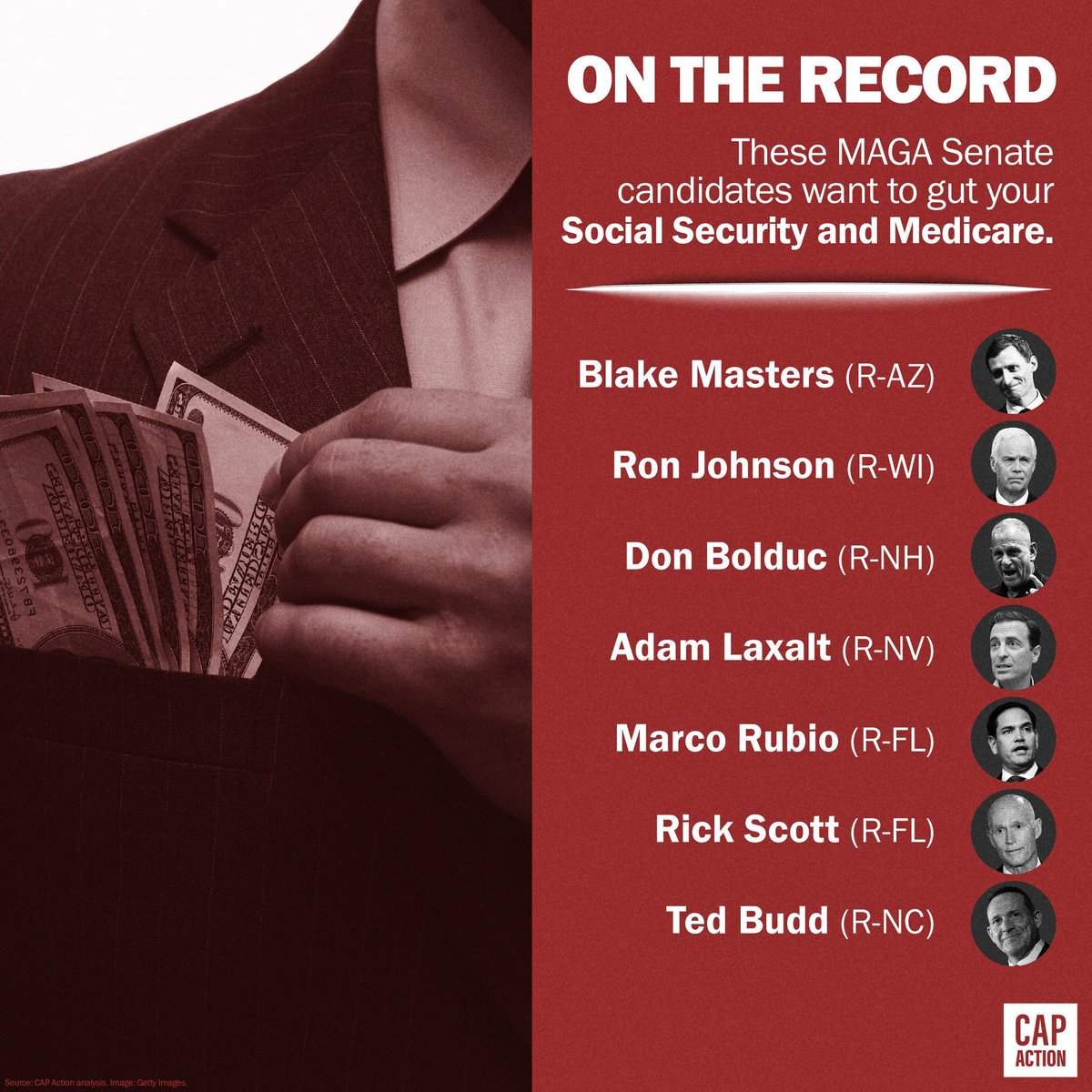 The republicans Senate candidates have already signed onto Rick Scott’s bill to gut Social Security and Medicare. 

We cannot let any of these republicans take a Senate seat, we will perish as a country and we will not let that happen. 

#ProtectMySocialSecurity