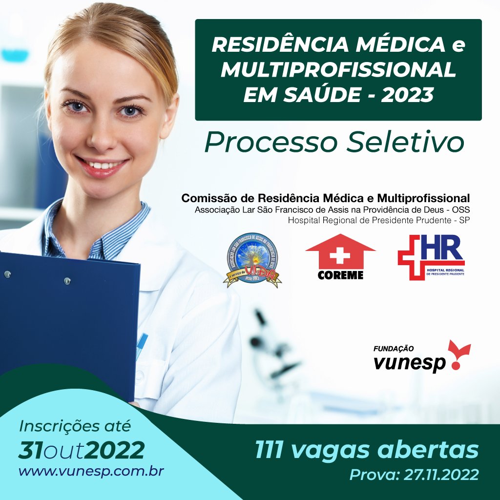 vunesp's tweet photo. ÚLTIMO DIA: prazo para residências médica e multiprofissional do Hospital Regional de Presidente Prudente termina nesta segunda (31/10) https://t.co/QMnCJu1LIG #residenciamedica #residenciamultiprofissional #presidenteprudente #HRPP https://t.co/kuCZ4GPvE6
