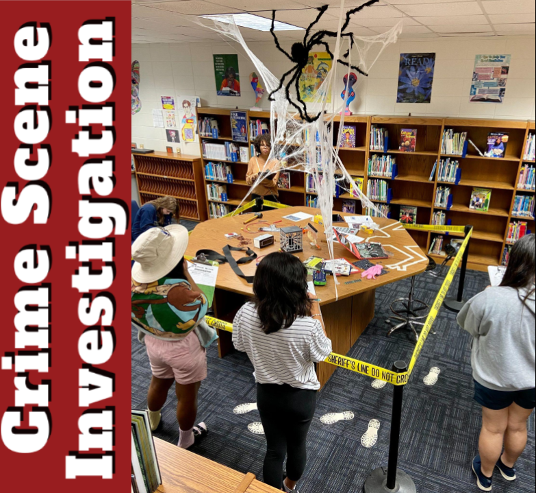 WJMSGaKnights's tweet photo. To review the concept of making inferences, students played the role of crime scene investigator in the media center last week. Classes examined clues and recorded inferences to solve a fake crime. #crimesceneinvestigator #makinginferences https://t.co/zKnvsyFZEr