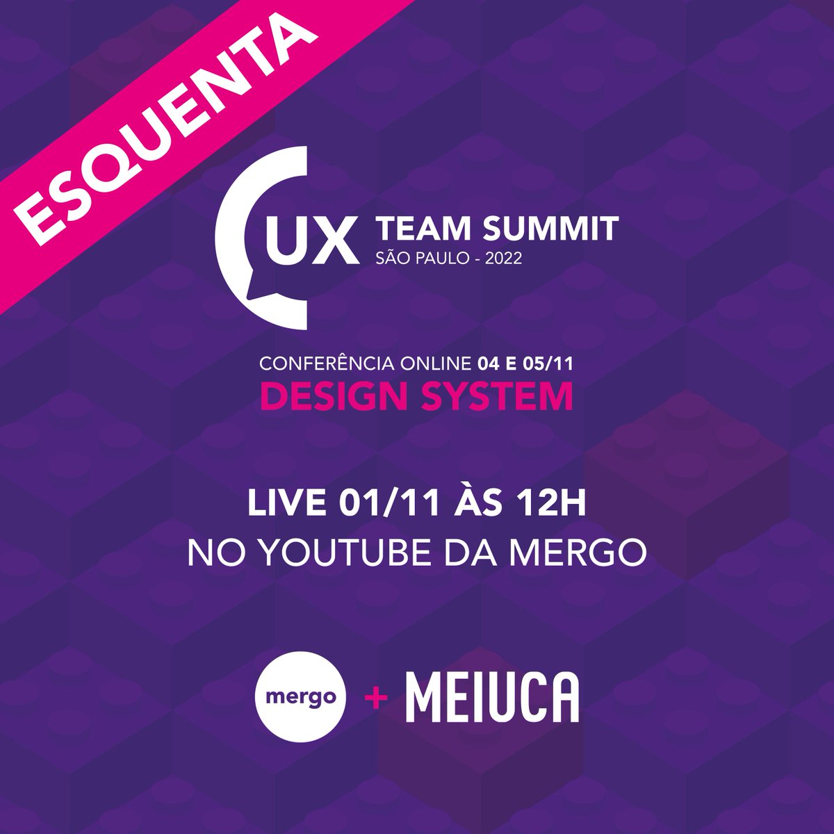 mergo_ux's tweet photo. Amanhã tem esquenta pra o #UXTeamSummit22 com o pessoal da Meiuca, lá no nosso canal do Youtube, para falar sobre Design System!

Corre lá e ativa o sininho para não esquecer: https://t.co/Ebr1QtKYnz https://t.co/joIeqPLfHi