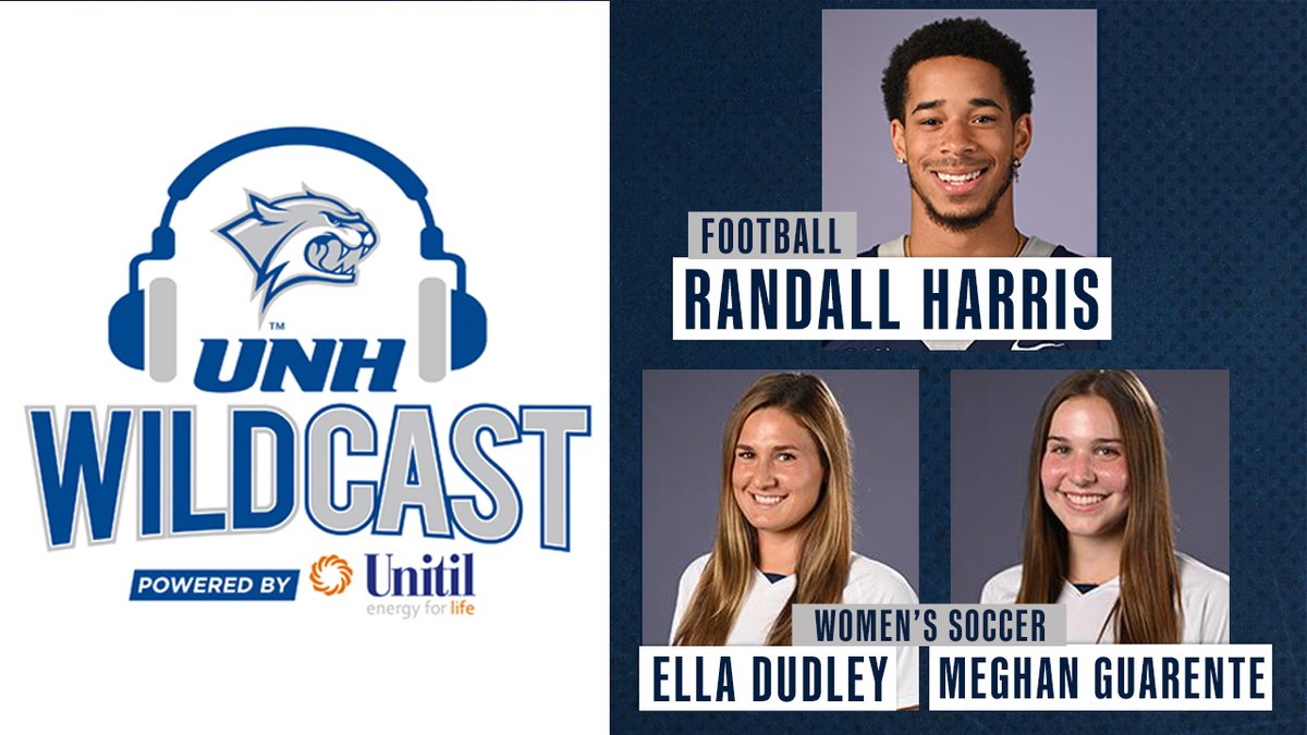 The UNH WildCast, powered by @Unitil, features Football player Randall Harris and Women's Soccer players Ella Dudley and Meghan Guarente! #BeTheRoar Listen on Apple ➡️bit.ly/WildCastApple Listen on Spotify ➡️bit.ly/WildCastSpotify Listen on Website ➡️bit.ly/3kAEWPu