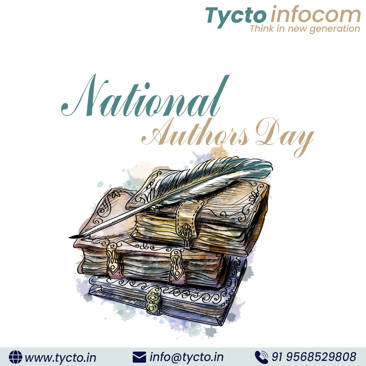 TyctoI's tweet photo. Life is so much better with books around. Let us thank all the authors for gifting us with their books and making our lives beautiful. Happy National Author’s Day.

Tycto infocom  #nationalauthor #tyctoinfocom  #tycto #amwriting #writerslife #WriterWednesday #writetip https://t.co/BwPGb5bor8
