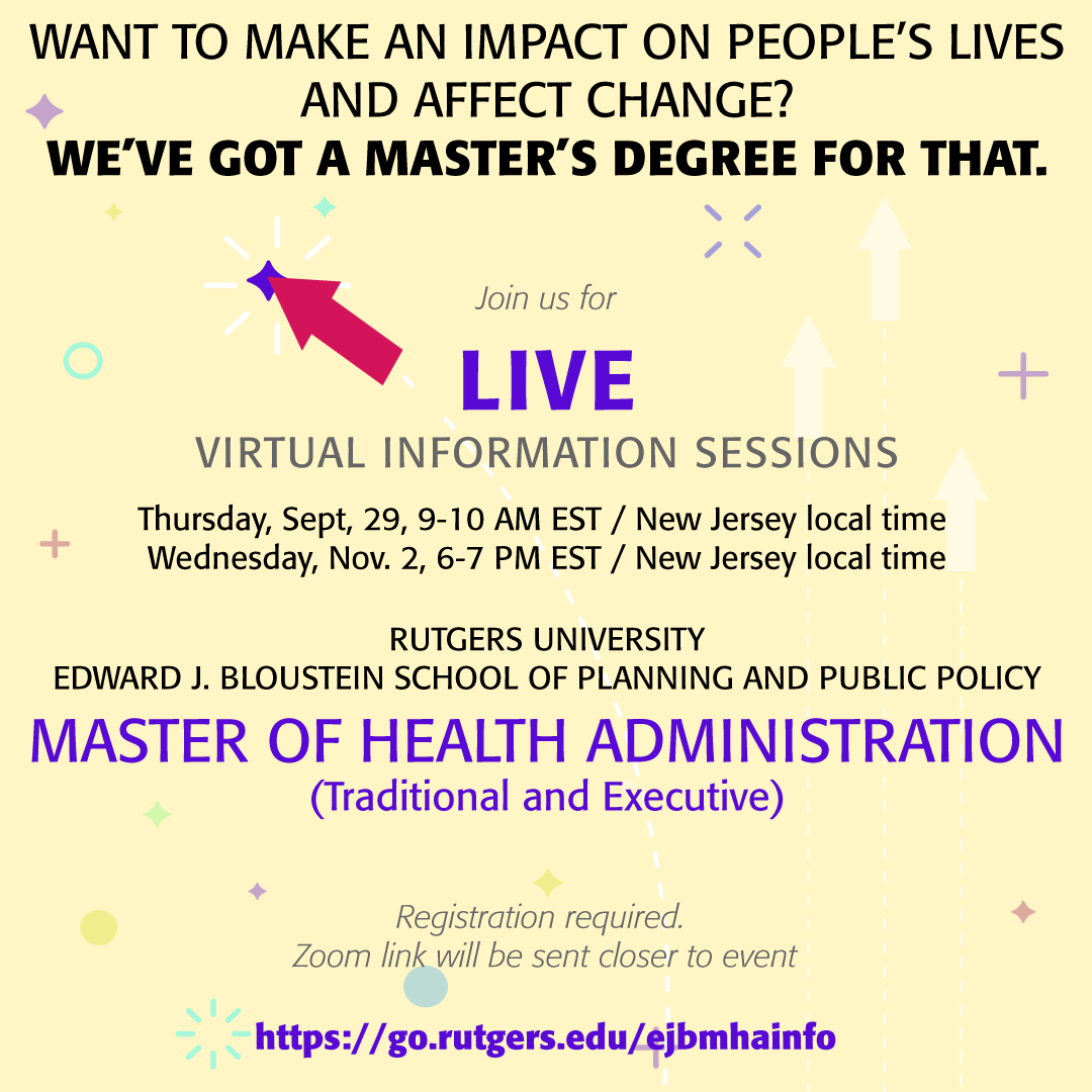 blousteinschool's tweet photo. 🎆 💼 🏥 Make an #impact on people's lives and #affectchange! Join us on Wednesday, November 2, 6 PM EST for a virtual information session about our Master of Health Administration program. Visit https://t.co/RCG0KHJgHw to register. #GREnotrequired https://t.co/w07lauLRiV