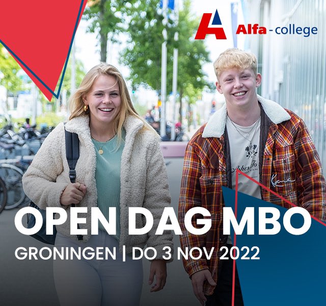 Op donderdag 3 november is de Open dag in Groningen. Kom langs en maak kennis met onze opleidingen en scholen📍. Stel jullie vragen, bekijk onze scholen en proef de sfeer! Komen jullie ook langs? Meld je aan via 🔗alfa-college.nl/opendag