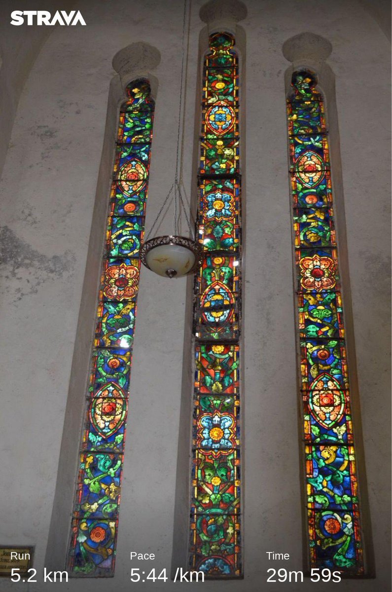 mb_b69's tweet photo. Did my VRC at 6am in the dark this morning, #runningpunks. Not gonna lie, I did not want to get out of bed this morning, but I got it done ��� -posting a pic of stained glass from a church in Zanzibar instead of a dark road lit up by a headlamp 😂 #runchat #calgaryruns https://t.co/WY5YZc8dQs