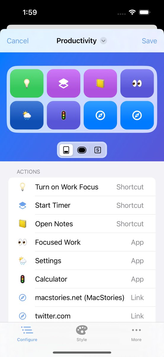 michael_tigas's tweet photo. Added some fun to @ShelfTheApp's action shelf!

- Add up to 8 actions
- Individually customisable regardless of theme
- Pick your favourite emoji ❤️

Coming in Shelf 1.4 👀 https://t.co/yLtGvD4akK