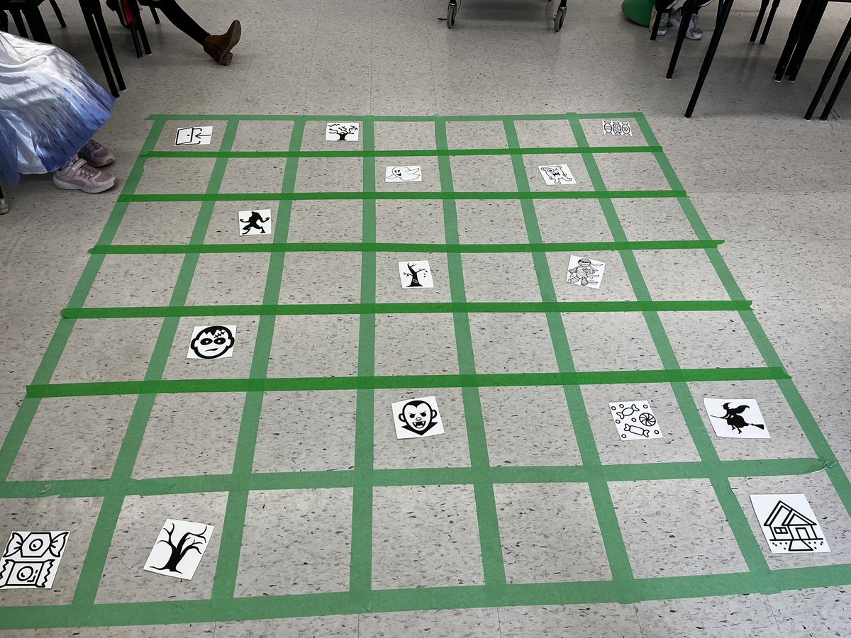 MsESchneider3's tweet photo. R3A is trying to code their way through haunted house. Can they collect all the candy while avoiding all the monsters?#gradethree #unpluggedcoding @ShingwakonsPS https://t.co/QwMQXqqEoh