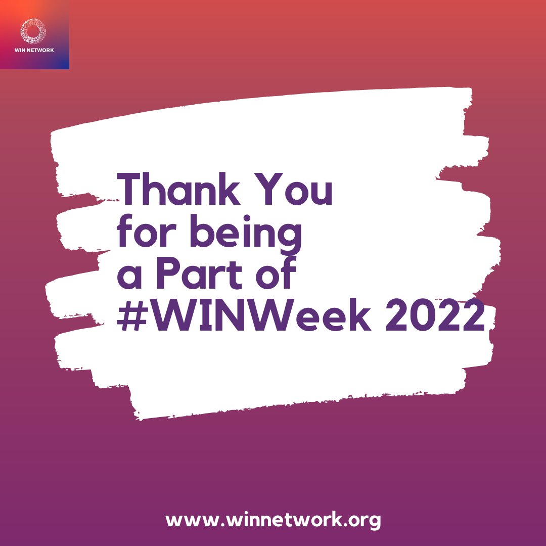 WEintheWorldOrg's tweet image. The WIN Network would like to thank our panelists, partners, and most importantly, you, for being a part of WIN Week. As we look forward to creating a lasting movement for the next 30 years, we hope you join us!

#WIN4Equity #WINNetwork #Wellbeing