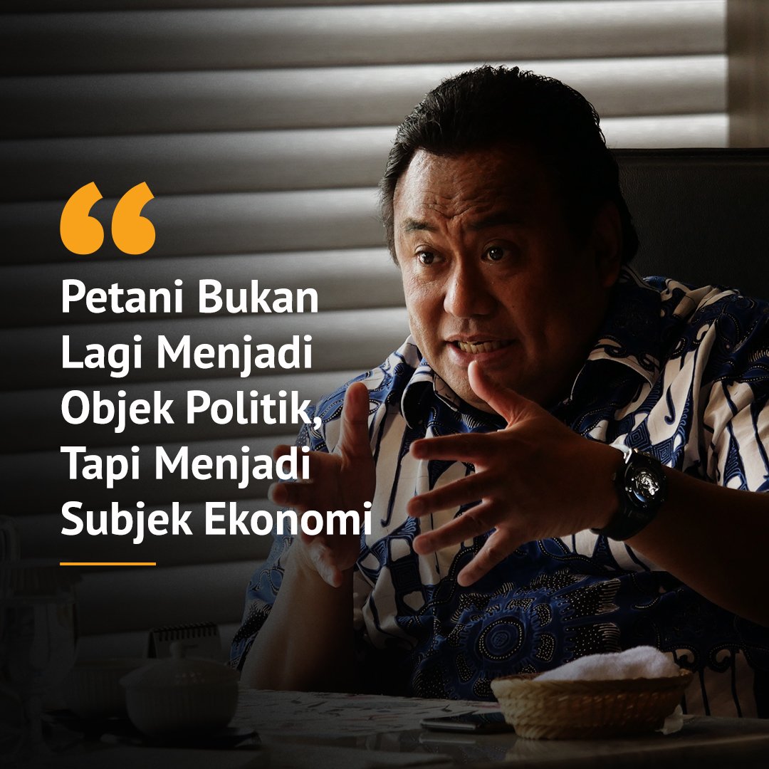 Saya yakin petani di Indonesia sudah semakin pintar dlm menyikapi sapaan jelang pemilu. Dengan menempati petani sbagai pelaku ekonomi,maka ada konsekwensi dlm hal fasilitas pendanaan &amp; perlindungan ekonomi. Lalu mengintegrasikannya dengan industri berbasis pertanian
#RachmatGobel