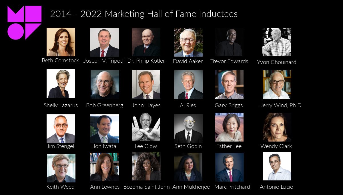 MarketingHoF's tweet photo. Which marketing visionaries would you like to add to this Marketing Hall of Fame Inductees list?  Here's your chance to submit nominations for the 2023 Marketing Hall of Fame to help add to this list of past inductees. https://t.co/p3cFO8P4ac #MHoF23 #Marketing https://t.co/q0utBsbcLB