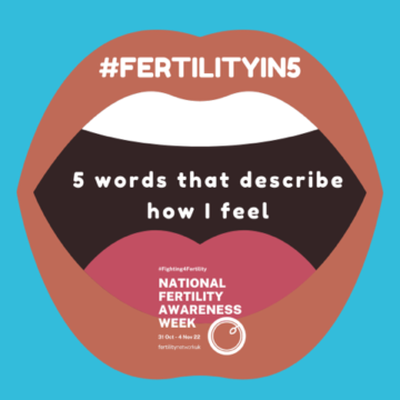FertilityNUK's tweet photo. What's your #FertilityIn5? 
Tell us how you're feeling, what you're experiencing, the best or worst part of your #fertility journey or what change needs to happen? Help us raise awareness during #NFAW22.
Shout it out loud #FertilityIn5
#Fighting4Fertility https://t.co/crNH5VQ6UQ