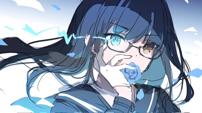ボツにした絵です。タグのイラコンの自撮り素材をもとに描かせて頂きました。 #パルミー超自撮りイラコン 