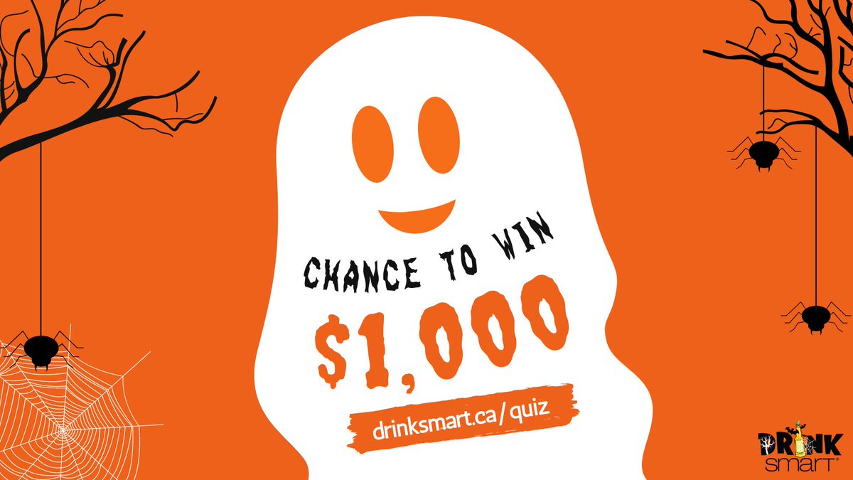 DrinkSmartCa's tweet photo. Happy Halloween everyone! 🎃👻💀
We hope you all have a safe and spooky Halloween! 👻
Don’t miss the chance to win our $1,000 prize and learn some handy safe drinking tips! 🎃💀🎃
Hit this link to play ➡ https://t.co/CFtJK6BvbT ⬅
#DrinkSmartTIPS #BIGHalloween https://t.co/I9pwxA2Jln