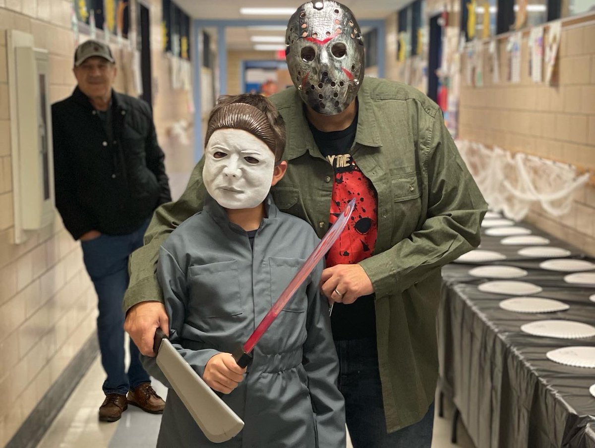 KMFern's tweet photo. Happy Halloween! 🎃🎃🎃 Juliet and I are another power duo this year—CInderella &amp; Fairy Godmother—so naturally this year’s jack kept theme. If anyone needs writing prompt, Michael Meyers &amp; Jason Voorhees are our other half... 🤣😍#amwriting #amreading #5amwritersclub #plotting https://t.co/9OFdKFhDli