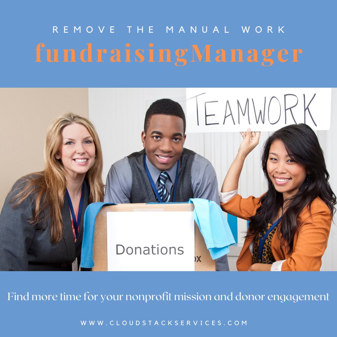 cloudStack_svcs's tweet image. Simplify year-end giving this year for your #nonprofit with a 1-2 punch of Salesforce Nonprofit Success Pack and fundraisingManager.
hubs.ly/Q01n5HgP0
#salesforce #salesforcequickstart #salesforcenpsp #salesforceimplementationpartner #donationreceipting #crareceipting