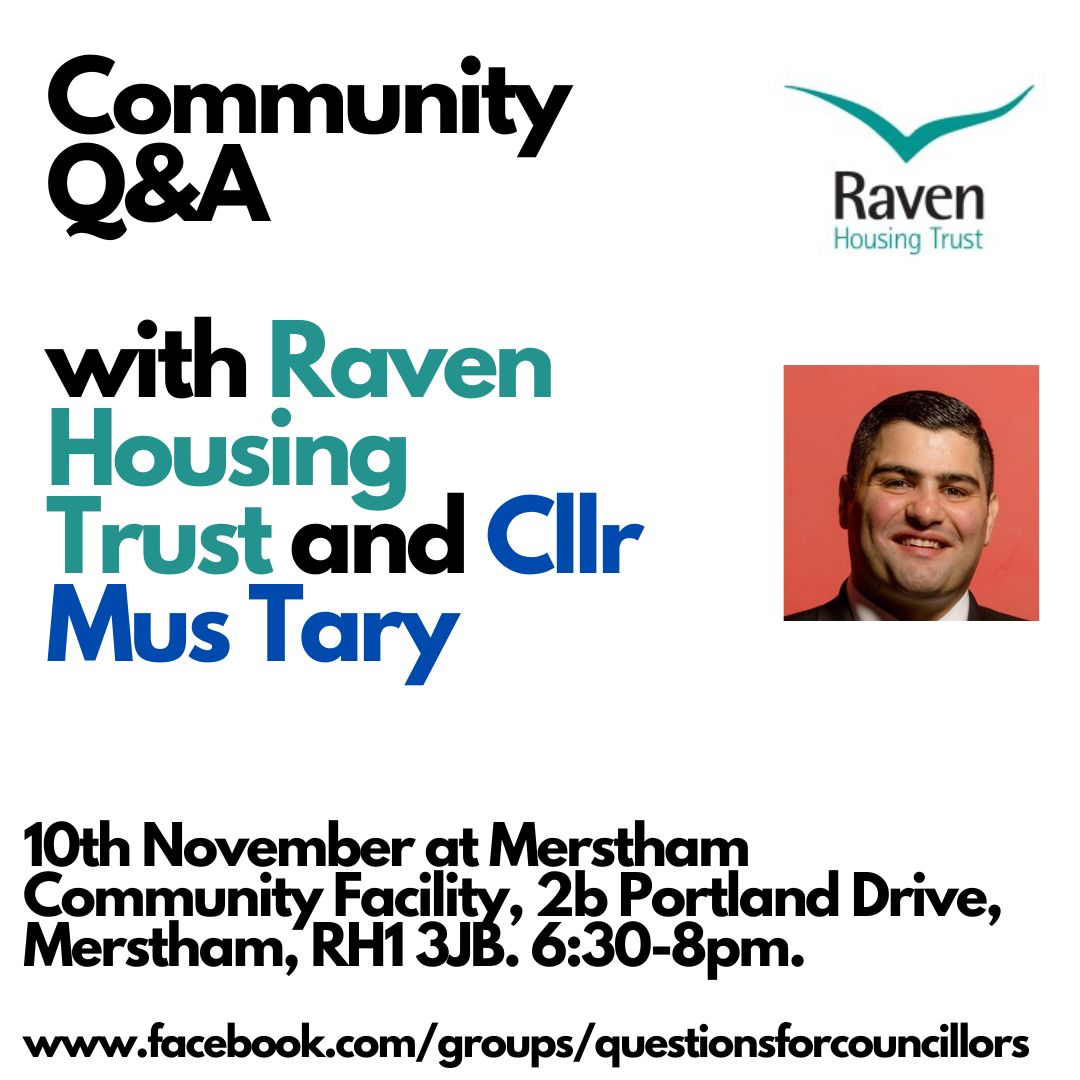 Join us for a  very special community Q&amp;A with Sue Young (Head of Housing Services), <a href="/GlynElliott_RHT/">Glyn Elliott</a> (Estates Manager) and Cllr <a href="/MusTary/">Mus Tary</a> on the 10th November at the hub!