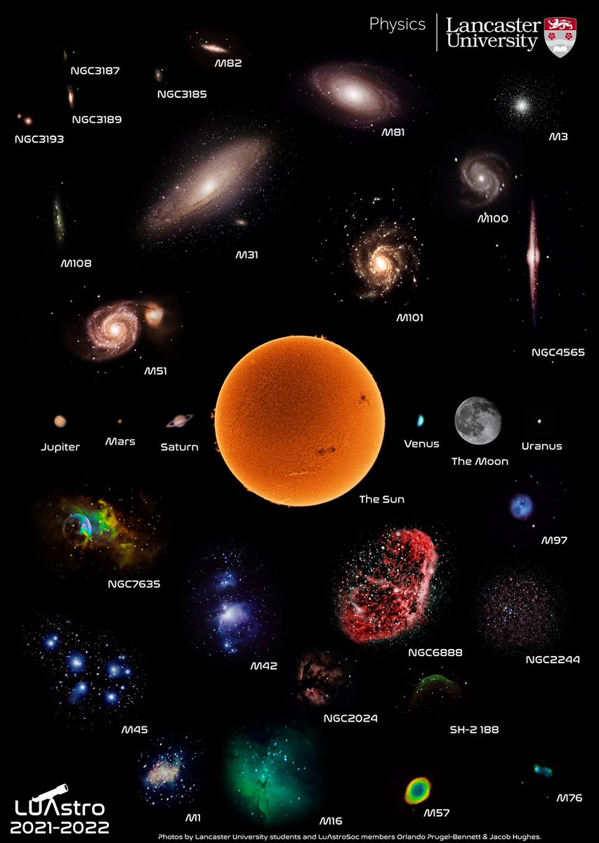 Back by popular demand: The <a href="/luastrosoc/">Lancaster University Astronomy Society</a> made this great poster to celebrate their observations during the 2021-2022 year. If your school would like a free copy, like this post and DM us your institution's address 🔭✨
<a href="/LancasterUni/">Lancaster University</a> <a href="/DKOObservatory/">Dame Kathleen Ollerenshaw Observatory</a>