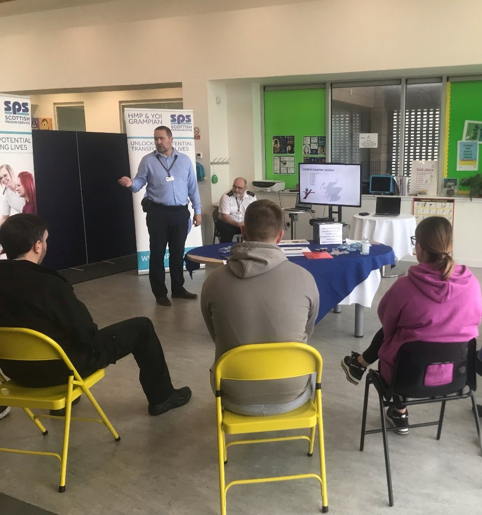 HMP Grampian recently hosted a recruitment event to promote Prison Officer career opportunities locally in the Peterhead community. The event was well attended, and some even signed up for a tour of the prison to get a realistic feel for what could be their future workplace.