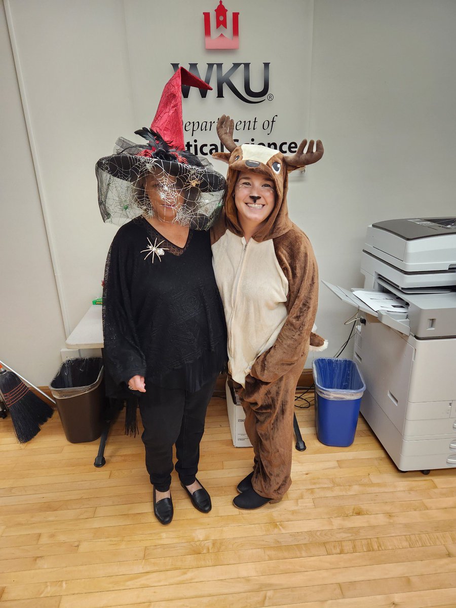 Happy #Halloween from Karen and Professor Truxal on the 3rd floor of Cherry! 

If you are a Political Science student and are dressing up today come visit us! We will take your picture and upload it to our Instagram page later today.