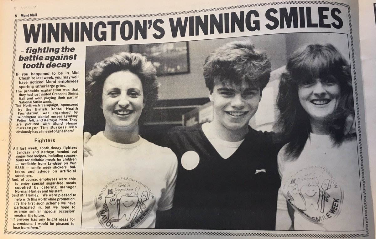 heyjudewilde's tweet photo. 'Eck - remember in 1984 when the ICI in-house magazine stated that Mond House Messenger @timburgessofficial had a fine set of gnashers?! 
#thecharlatans #charlatans #timburgess #catalystarchives #iciarchives #winningtonworks https://t.co/OQlJwMGjN4