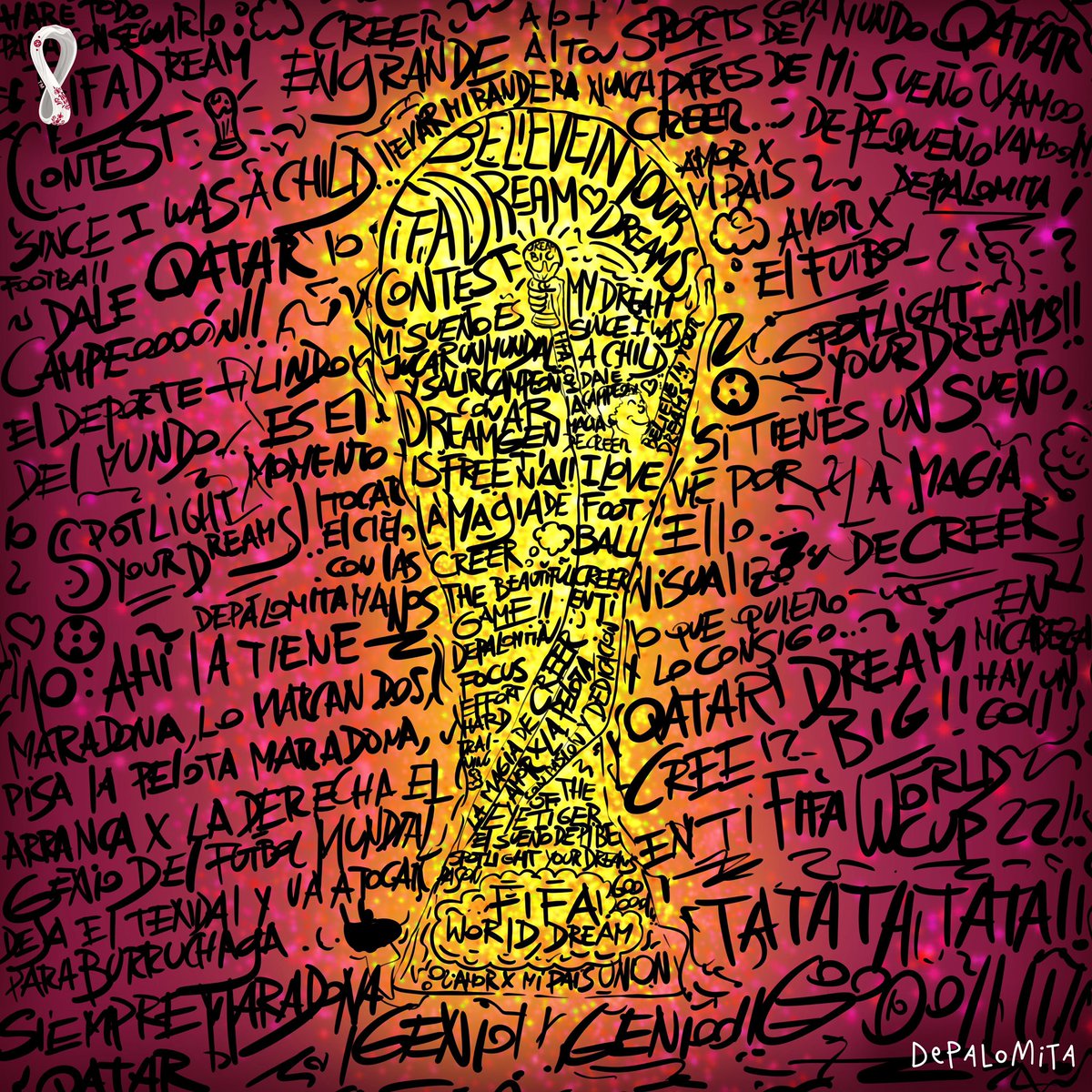 DepalomitaOk's tweet photo. 🤩💭🏆

#FifaDreamContest #BelieveinyourDreams  #SpotlightyourDreams #LaMagiadeCreer #depalomita #fifaworldcupqatar2022 #fifaworldcup #trophytour #tipographyart #tipographydesign #football #qatar2022 https://t.co/Xk8QxhOE5t