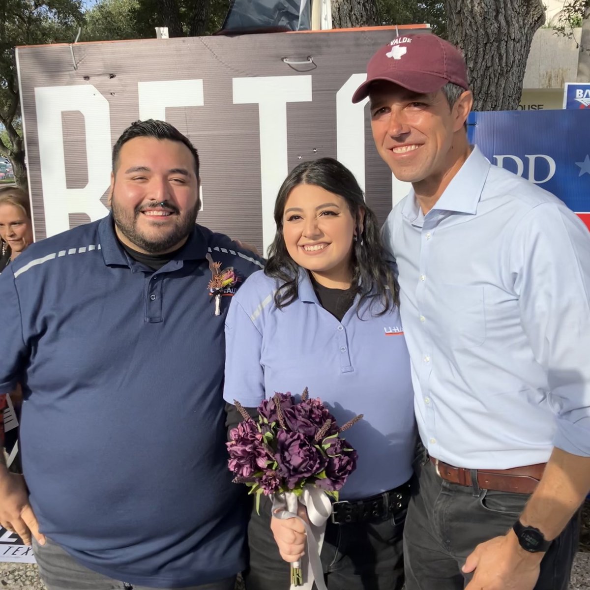 BetoORourke's tweet photo. Maria and Kevin just got married at the Nueces County Courthouse this morning and then voted! https://t.co/ju6F95rg4T