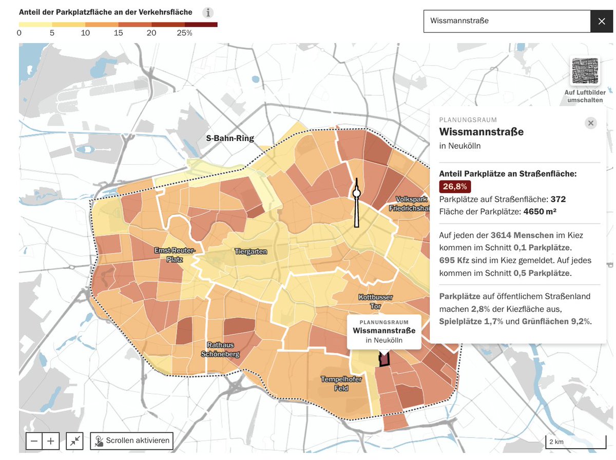 nina breher (@ninabcdefghi) on Twitter photo 🚘 Bis zu über 25 % der Verkehrsflächen bestehen in einigen Kiezen in #Berlin aus Parkplätzen. Wie viele #Autos stehen in meiner Nachbarschaft rum? <a href="/ParkplatzT/">ParkplatzTransform</a> hat nachgezählt. Interaktive Karte <a href="/Tagesspiegel/">Tagesspiegel</a> <a href="/_davidmeidinger/">David Meidinger</a> <a href="/plateauton/">Hendrik Lehmann hendriklehmann.bsky.social</a> <a href="/tamaraflemisch/">Tamara Flemisch</a>
interaktiv.tagesspiegel.de/lab/wie-viele-… 🚘 Bis zu über 25 % der Verkehrsflächen bestehen in einigen Kiezen in #Berlin aus Parkplätzen. Wie viele #Autos stehen in meiner Nachbarschaft rum? <a href="/ParkplatzT/">ParkplatzTransform</a> hat nachgezählt. Interaktive Karte <a href="/Tagesspiegel/">Tagesspiegel</a> <a href="/_davidmeidinger/">David Meidinger</a> <a href="/plateauton/">Hendrik Lehmann hendriklehmann.bsky.social</a> <a href="/tamaraflemisch/">Tamara Flemisch</a>
interaktiv.tagesspiegel.de/lab/wie-viele-…