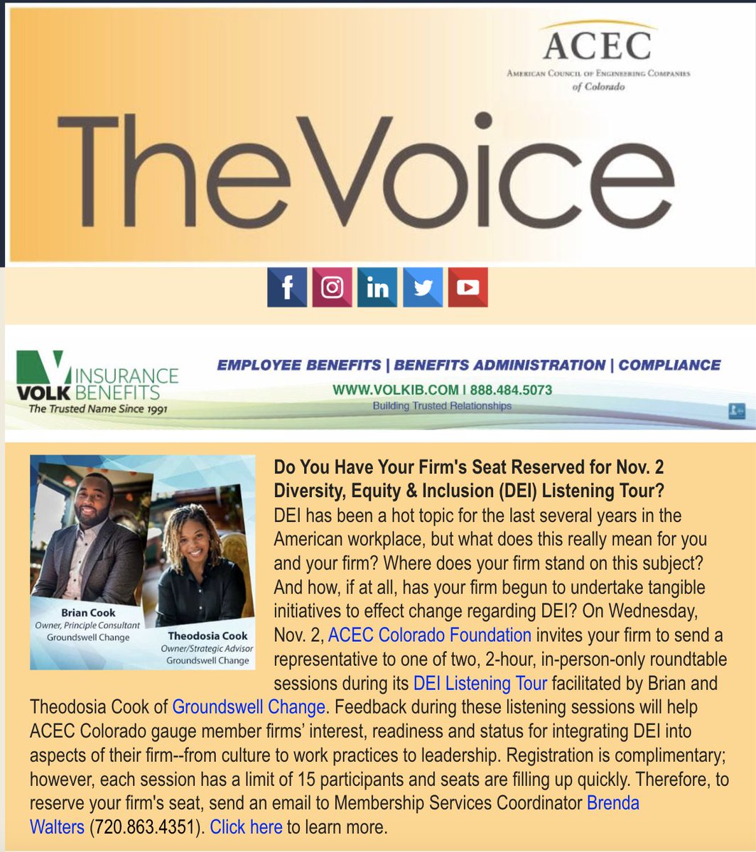 Our latest issue of The Voice was released over the weekend with several industry updates and upcoming events!

There is still time to register for the Nov 2 DEI Listening Tour ow.ly/pVwl50LpJwW

2023-24 Academic Year Scholarship application is open ow.ly/7w6i50LpJGy