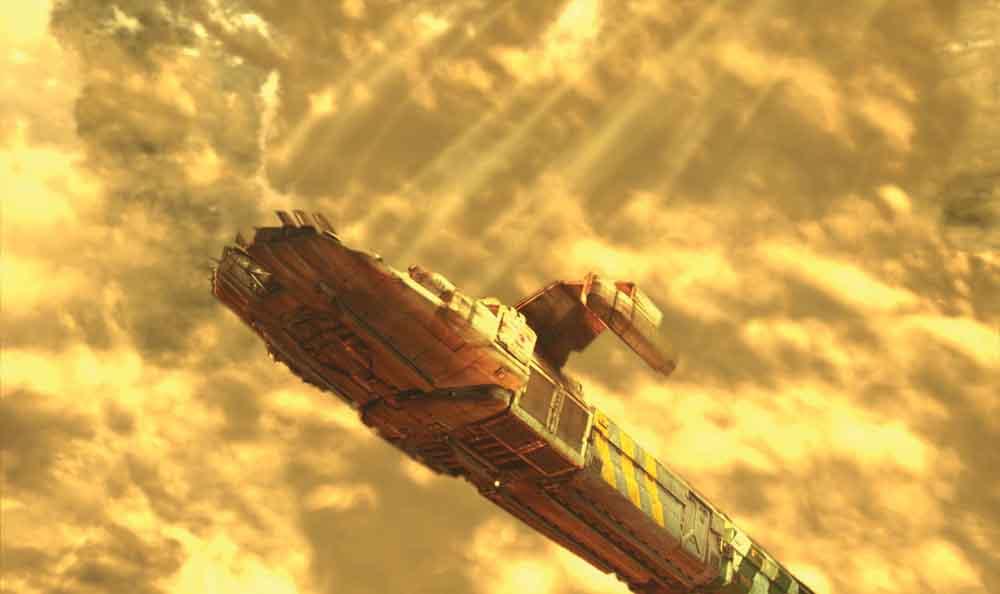 TheSpaceshipper's tweet photo. Pitch Black (2000): The Hunter Gratzner freighter, model by 
@NewDealStudios 

Ship design deep dive coming soon on my Patreon! And "deep dive" is really the right word for this ship :) https://t.co/PZVX71r8I8