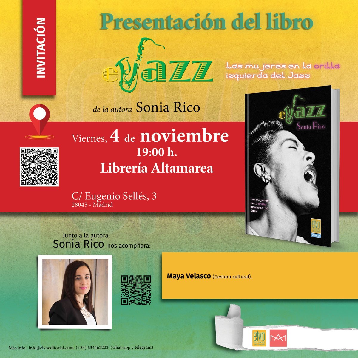 El viernes 4, estará en la librería Altamarea, Sonia Rico para presentarnos su último libro E-Jazz. Os esperamos a las 19 horas.