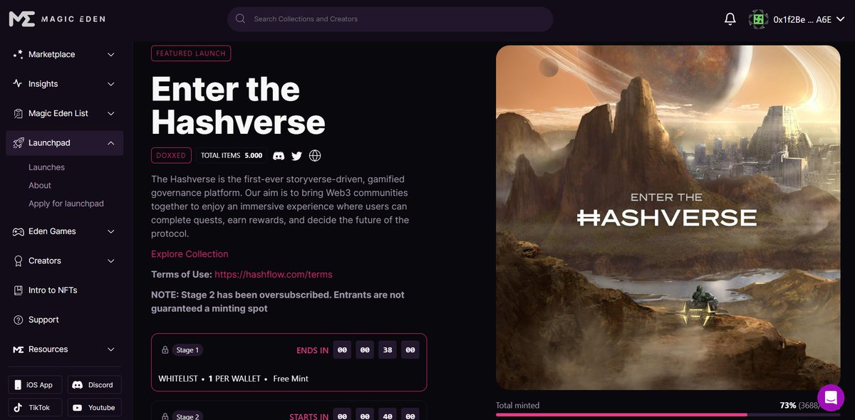 sezorock's tweet photo. #HashVerse NFT için WL çekilişine katılmıştık. WL sahipleri için free mint başlamış. Kazanıp kazanmadığınızı bağlanarak kontrol edebilirsiniz

https://t.co/W3ST2Xg3Me

NFT floor fiyatı ise 0.2 $ETH. Ayrıca ben bu NFT nin bize farklı kapılar açacağını düşünüyorum https://t.co/Ujy21xIoJL