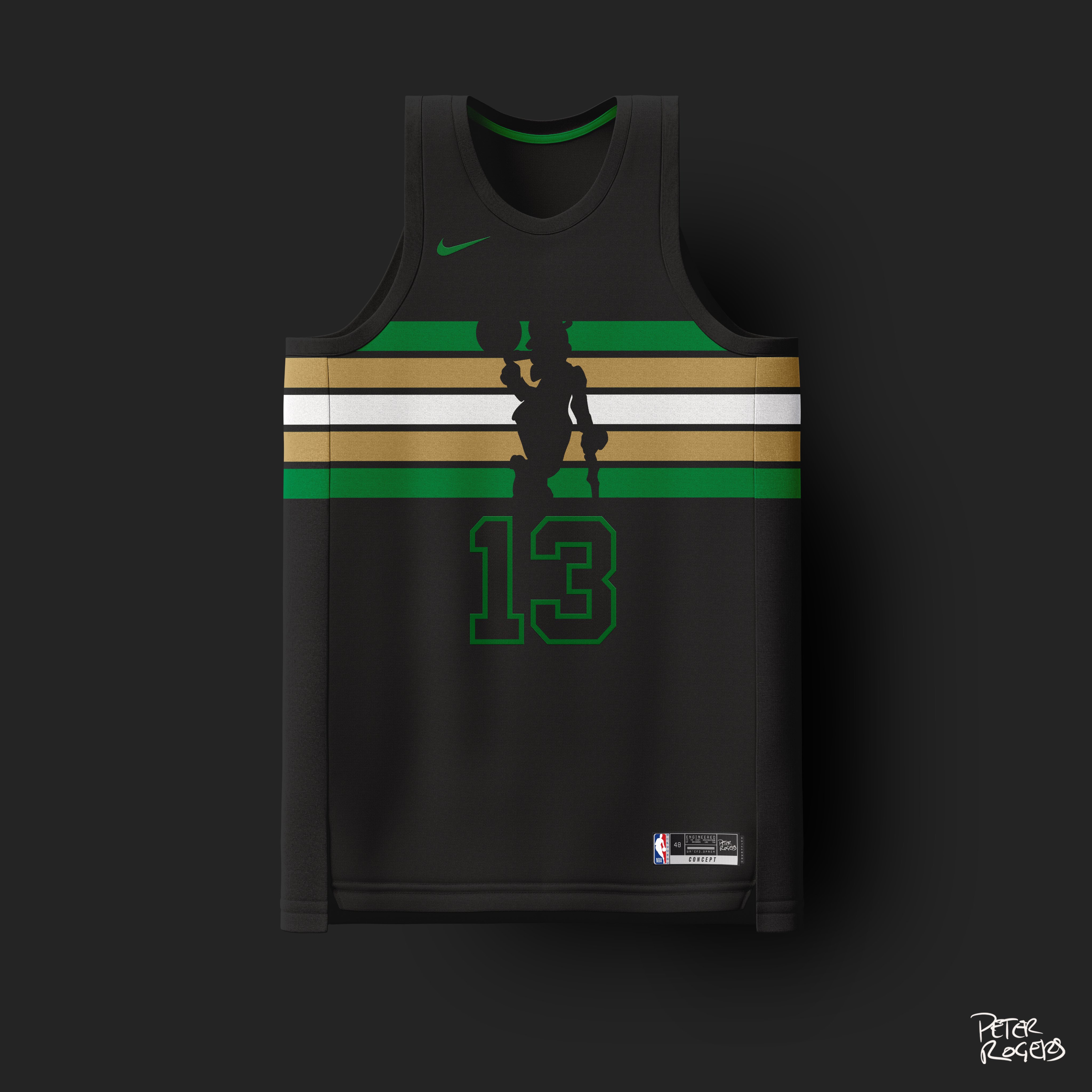 Pete Rogers designs some really great Boston Celtics jersey