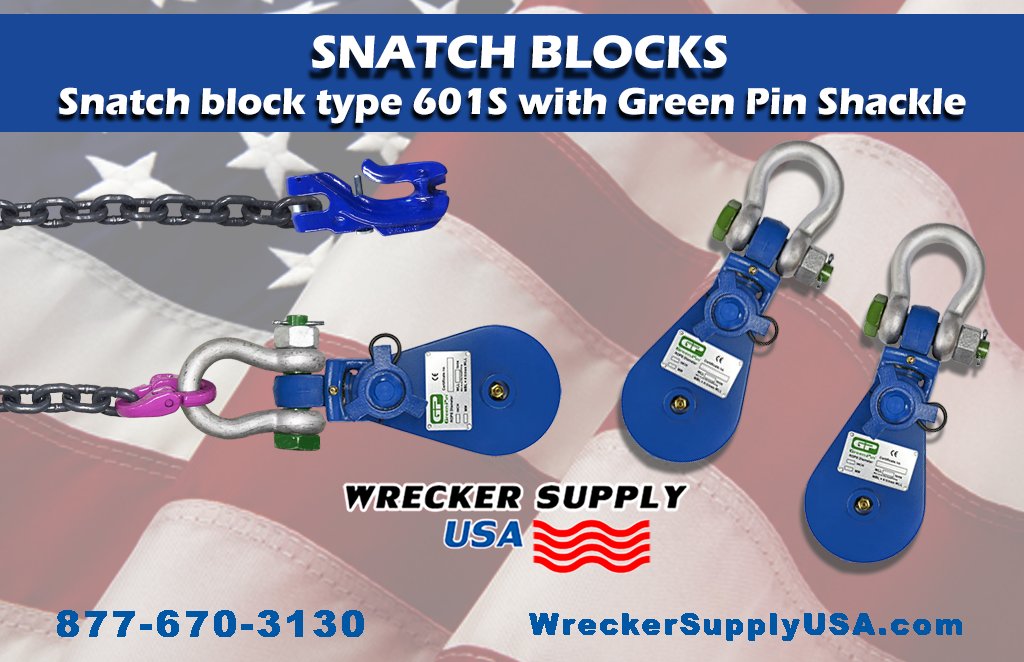 wreckersupplyus's tweet photo. Our Snatch Blocks with Van Beest Green Pin Shackles are available on its own or with a chain assembly. All assemblies include Grade 100 chain and comparable hardware components. Fabricated in the U.S.A.
https://t.co/Ab3Qi1ZNjK
#SnatchBlocks #TowingSupplies #Shackles #Driving https://t.co/P1RotNzGZx
