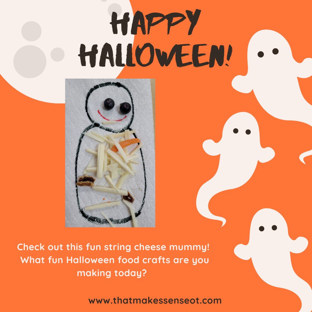 TasteBudsTable's tweet photo. Happy Halloween! 👻🎃

Check out this fun string cheese mummy! 

What fun Halloween food crafts are you making today? 

#halloween #halloweenfood #stringcheese #happyhalloween #trickortreat https://t.co/vMNz8knTWs
