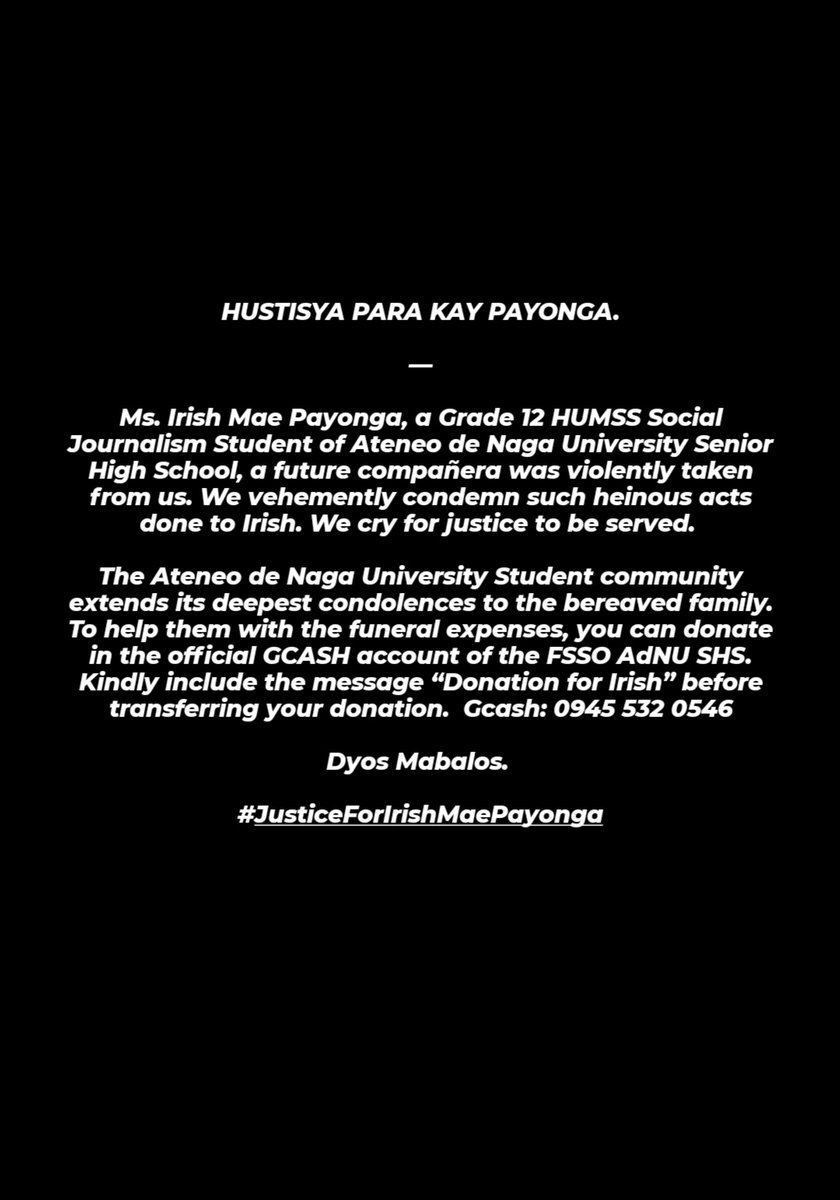 npmcnmnq's tweet photo. #JusticeForIrishMaePayonga https://t.co/pZC9sSPBP2