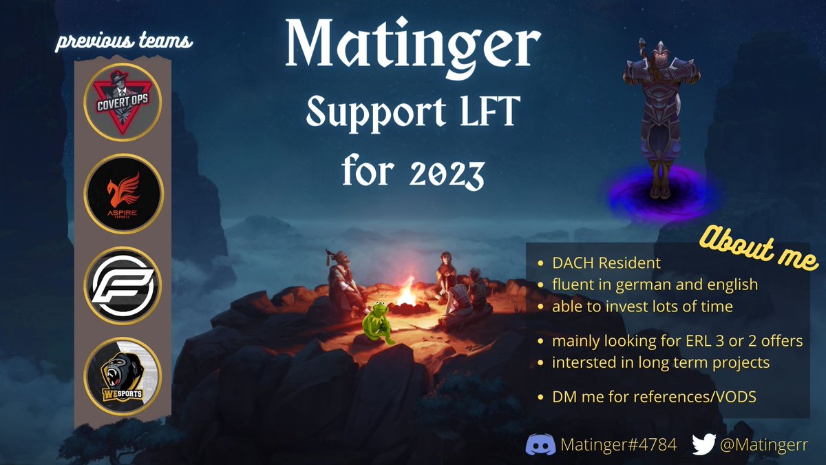 Support looking for a new team to compete with next year

DMs are open for more questions

retweets are appreciated as always ^-^