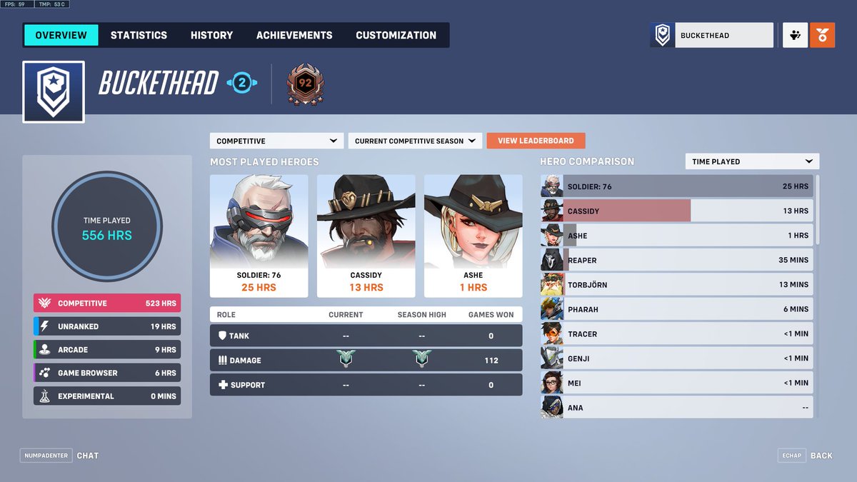 Storm42160's tweet photo. not the best hero pool but this old man can still click heads 🤠 now pushing for that top 500 😁 https://t.co/sB6nOUuz3C