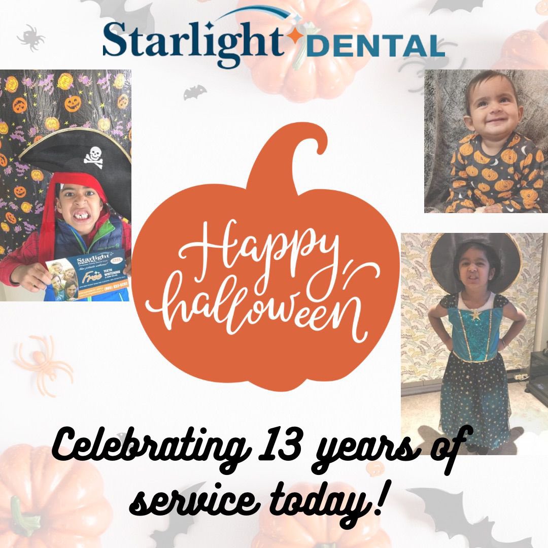 mapledentist's tweet photo. Happy Halloween to all our wonderful patients and ………..

Happy 13th Anniversary to Starlight Dental!!

#Halloween #horror #Halloween2022 #happyanniversary https://t.co/512kmunAQL