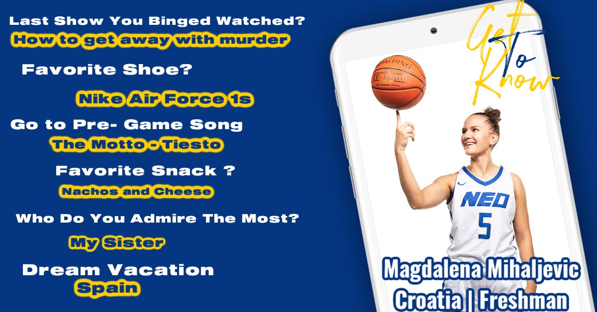 ⭐️Freshman Spotlight⭐️  
Get To Know Our Freshman <a href="/_mmihaljevic8_/">Magdalena Mihaljević</a> from Croatia 

We are 4️⃣ Days Away From Tip-Off!

#TheNorseWay | #DirtyDozen⚔️🔵🔱