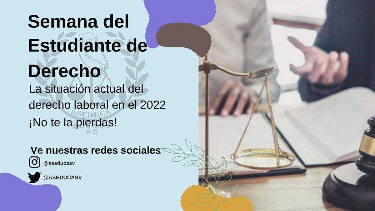 ASEDUCASV's tweet photo. Hoy, después de muchos retos, por fin damos inicio a nuestra Semana del Estudiante de Derecho 2022.

Tendremos muchas actividades

¡Sigan revisando nuestras redes! https://t.co/xTHC1pfXQ4