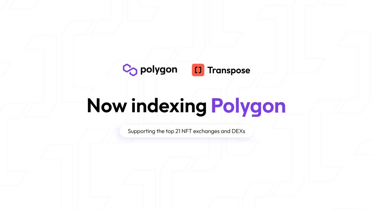 TransposeData's tweet photo. 📣 Transpose is going multi-chain! 📣

Starting today, you can now access @0xPolygon data alongside our complete Ethereum data. 

What’s included? https://t.co/4zKVZMGUby