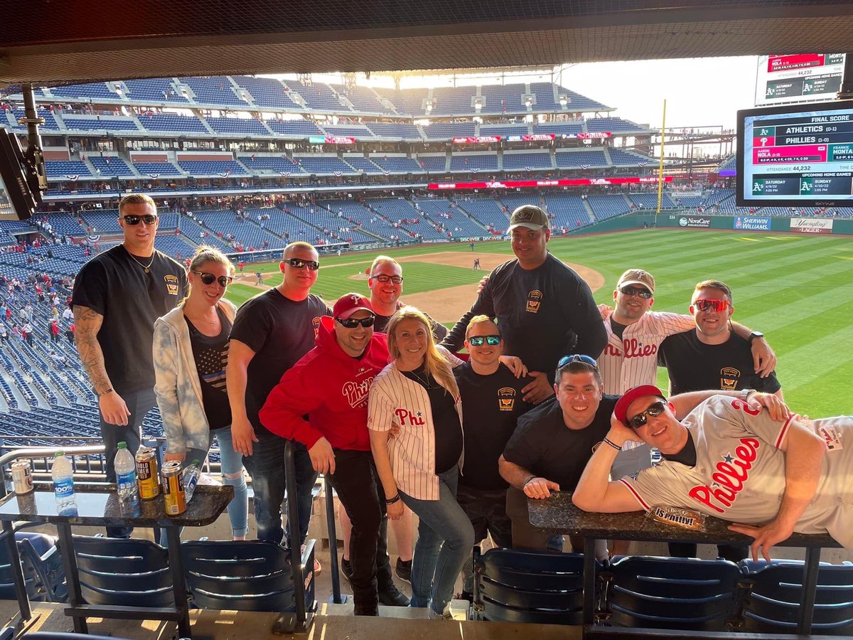 CGreenwood521's tweet photo. @stoolpresidente My husband, Ross Greenwood, PA state trooper &amp; vol. FF. We are best friends with Branden Sisca, PA State trooper who was hit &amp; killed on 95 in March. He was married to Brittany, who we are also best friends with. My husband, Branden’s wife Brittany,&amp; I are all huge Phillies fans! https://t.co/2HyNGnIKfN
