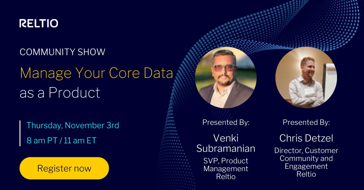 Learn how modern MDMs enable you to manage your core data as a product for any data domain to enable activation of the data for key business initiatives. Register Here: ow.ly/BPuW50LpMeE