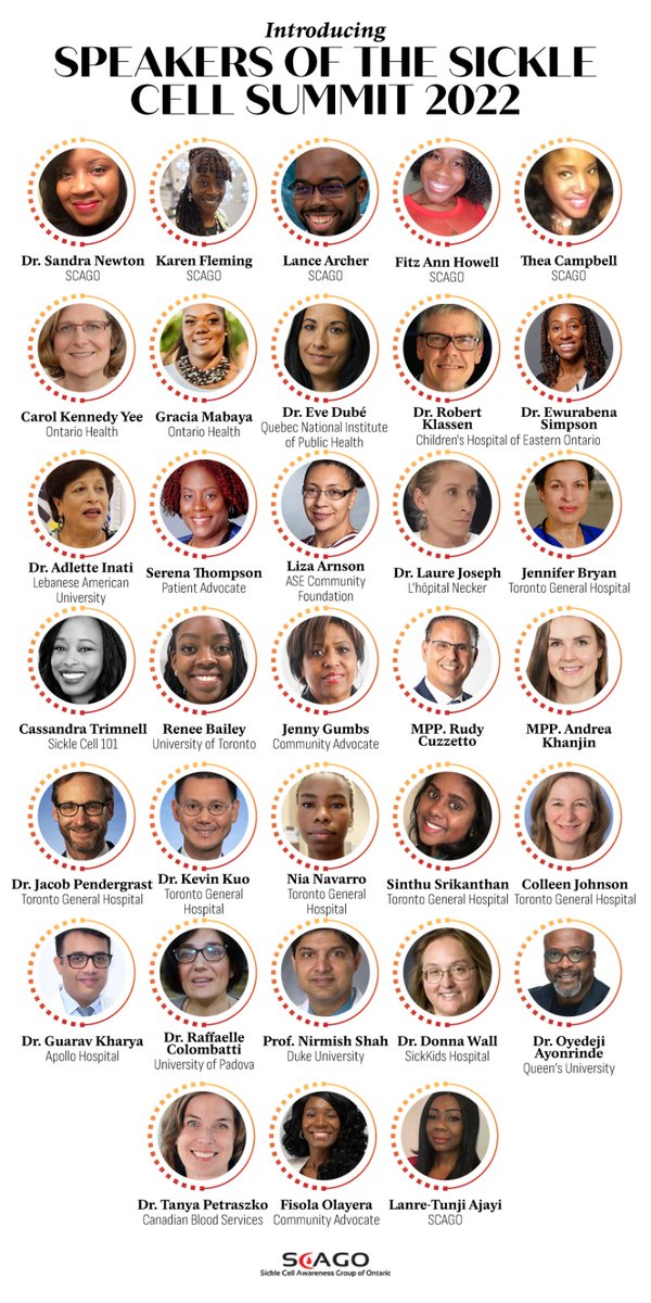 We are immensely proud to introduce the speakers of Sickle Cell Summit 2022! Join the expert speakers to learn about the most commonly inherited blood disorder in the world. What are you waiting for? Reserve your spot now! sicklecellanemia.ca/summit-registr…