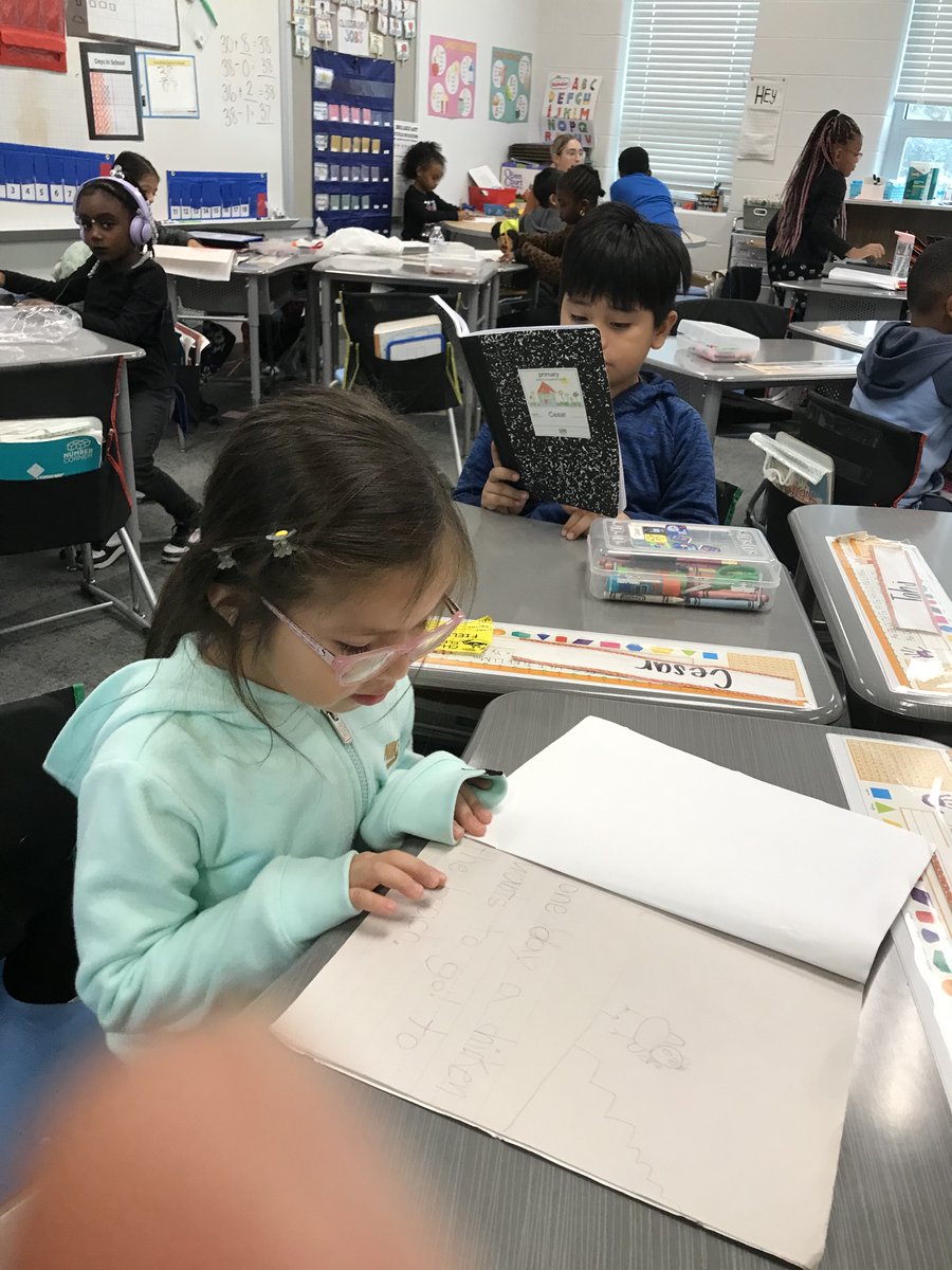 @ChadwickElem 1st graders are publishing their books - reviewing expectations, adding details to illustrations, getting feedback from their teacher, and sharing their writing. @BCPS_ELA #bcpsmyview