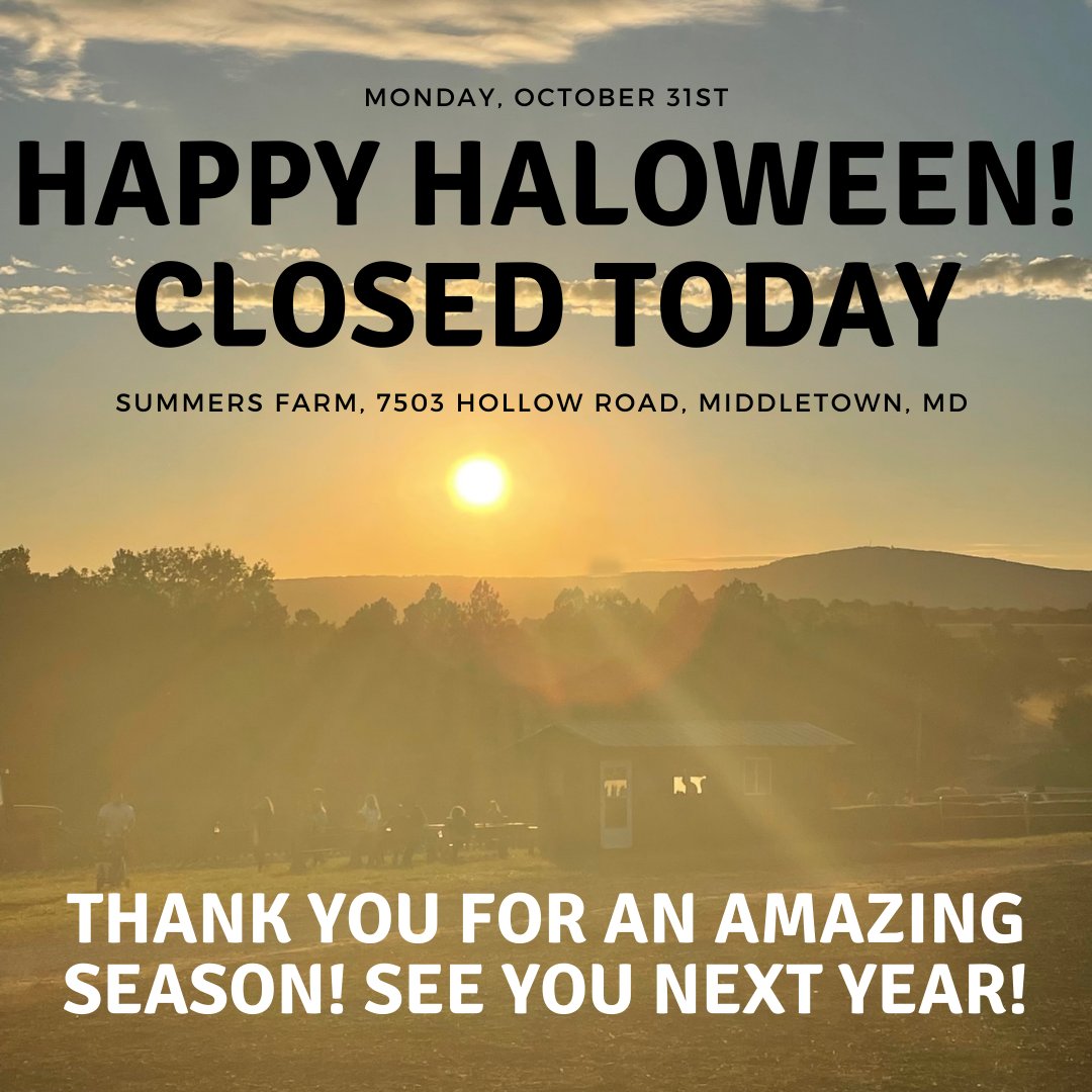 SummersFarm's tweet image. Due rainy conditions on the farm, we will be closed today, Monday, October 31st! While this is not how we wanted to end our final day of the 2022 season, we want to thank each and everyone of you that came out to visit our new farm this year! See you next year!