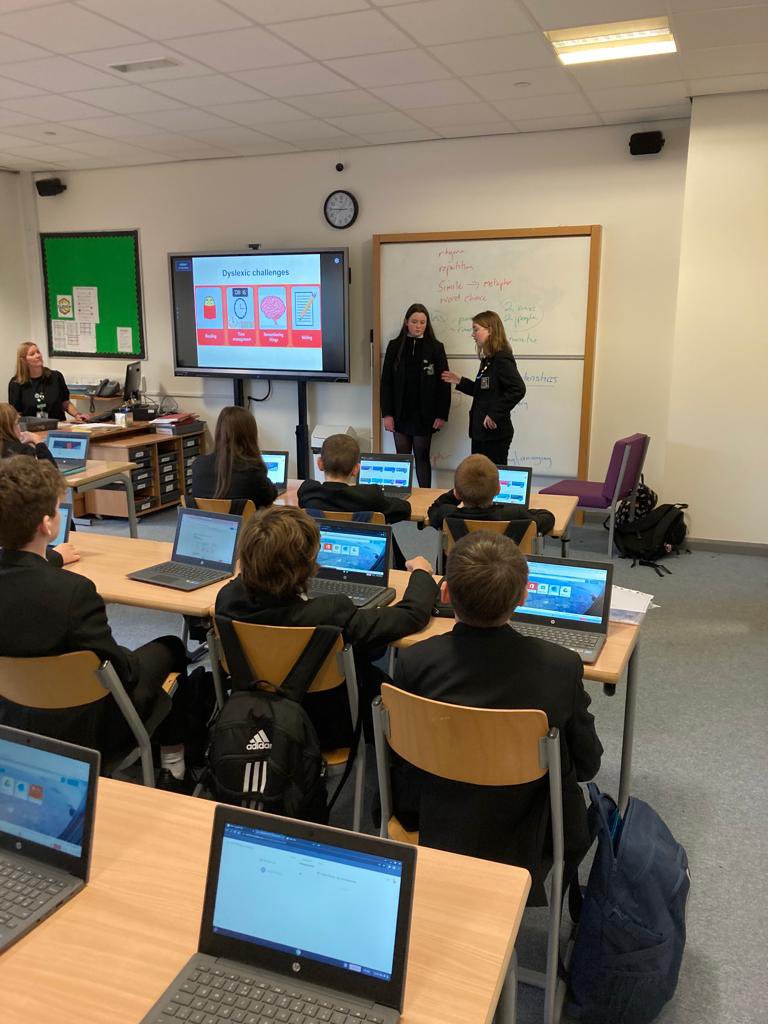 alva_asn's tweet photo. This year we kick off Dyslexia Awareness Week with these two amazing pupils presenting to the whole of S1 about Dyslexia!💙 A massive well done girls, you were outstanding 🤩 and a well deserved cuppa &amp; Halloween treat after all that hard work 👌 #DAWScot22 @DyslexiaScotlan https://t.co/x8oNWKod0t